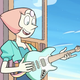 Pearl marveling at her bass. Pronounced bass, like Lance Bass.